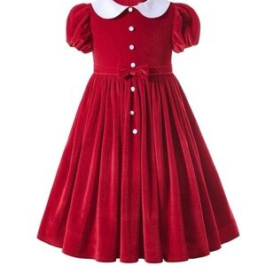 Elegant Red Velvet Kids Dress